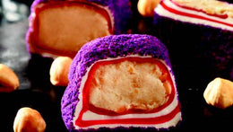 Sultan Premium Turkish Delight HAZELNUT CREAM MILK AND POMEGRANATE FLAVOR COVERED PURPLE CAKE -S137